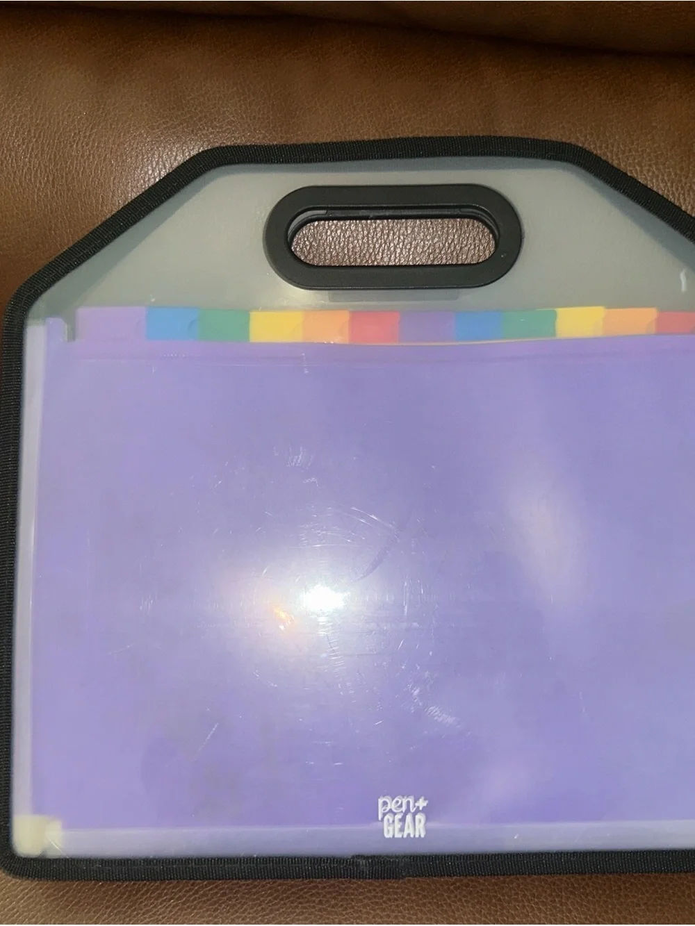 Purple Portable File Organizer with Rainbow Tabs